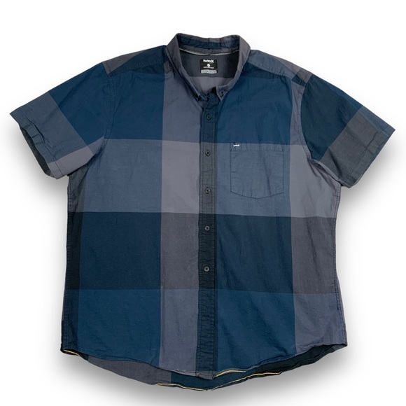Hurley Other - Hurley Button Down Shirt Mens XXL Blue Short Sleeve Pocket Casual Cotton 2XL
